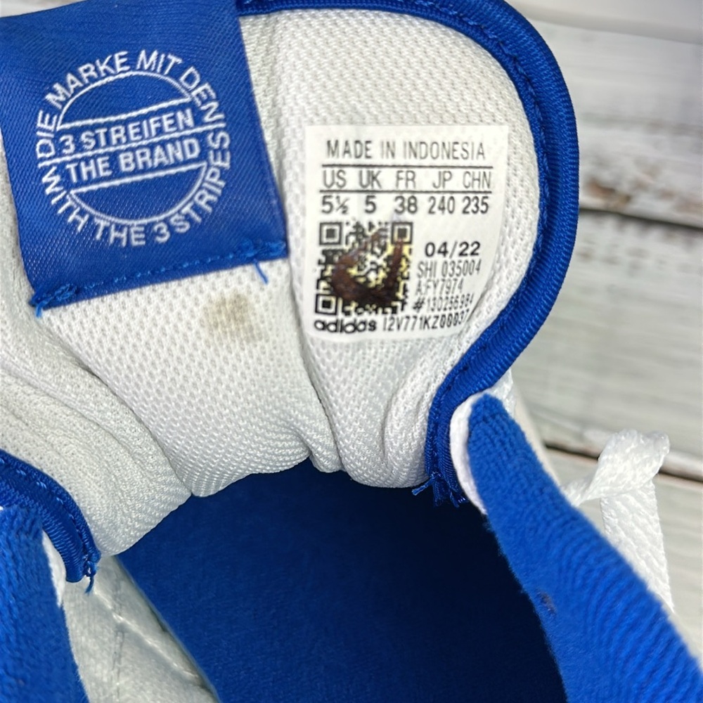 Adidas Kids Forum Low White Royal Blue New Size 5.5 - Picture 9 of 10